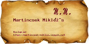 Martincsek Miklós névjegykártya
